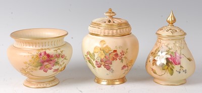 Lot 2044 - A Royal Worcester blushware pot pourri vase...