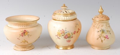 Lot 2044 - A Royal Worcester blushware pot pourri vase...