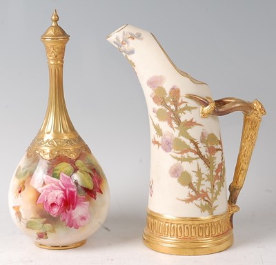 Lot 2046 - A Royal Worcester porcelain bottle vase and...