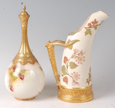 Lot 2046 - A Royal Worcester porcelain bottle vase and...