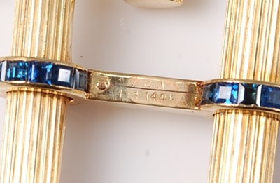 Lot 2247 - A pair of yellow metal double-ended sapphire...