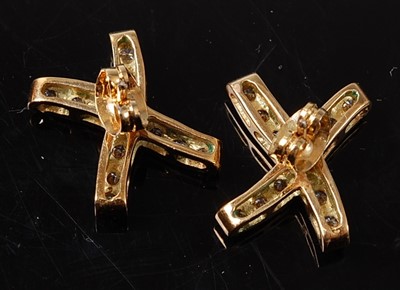 Lot 2248 - A pair of yellow metal diamond cross shaped...