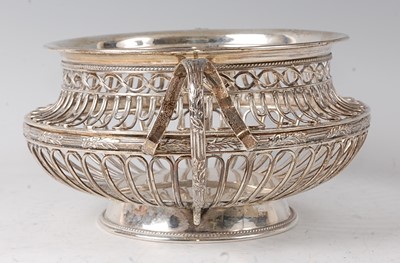 Lot 2138 - A George V pierced silver bowl, of squat...