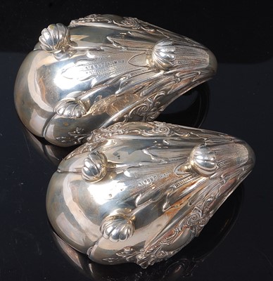 Lot 2147 - A pair of Russian silver shell shaped small...