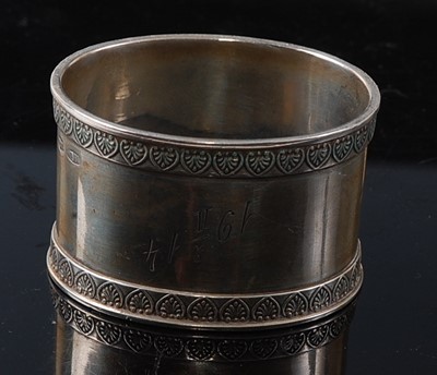 Lot 2149 - A Russian silver mug, bright cut engraved with...