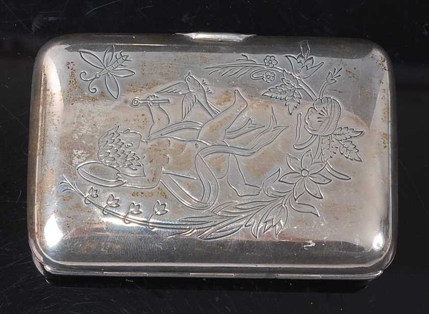 Lot 2148 - A Russian silver cigarette case, the hinged...