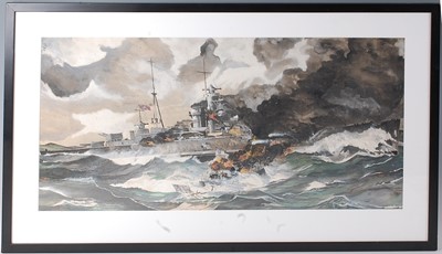 Lot 174 - Sims, (20th century), Naval scene showing the...