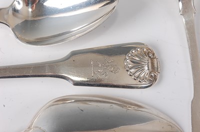 Lot 2160 - A late Georgian silver part cutlery suite, in...
