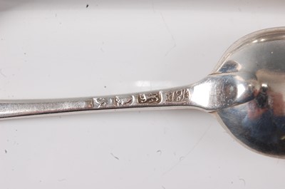Lot 2189 - A set of four George III silver dessert spoons,...