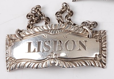 Lot 2181 - A George III silver decanter label for Lisbon,...