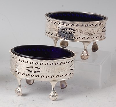 Lot 2175 - A pair of George III silver table salts, each...