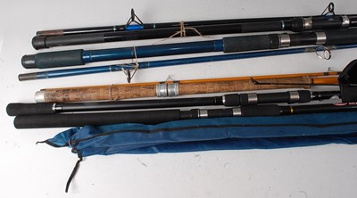 Lot 513 - A collection of assorted fishing rods to...