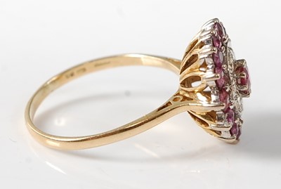 Lot 2265 - A 14ct yellow and white gold, ruby and diamond...