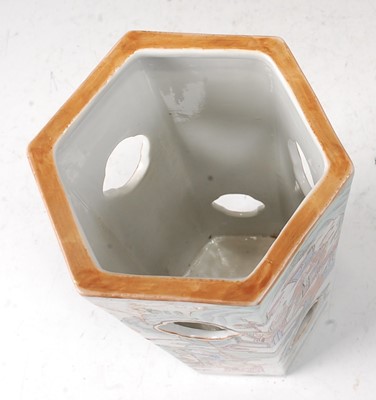 Lot 55 - A Chinese famille rose hexagonal vase, enamel...
