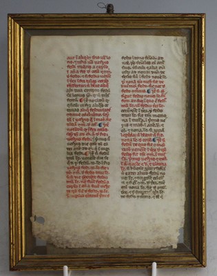 Lot 2343 - A Medieval French breviary leaf, the Latin...