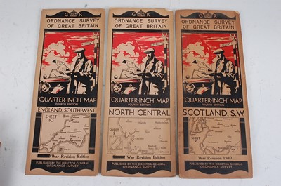 Lot 223 - A collection of fifteen Ordnance Survey of...
