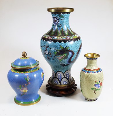 Lot 58 - A Chinese cloisonne enamel vase of baluster...