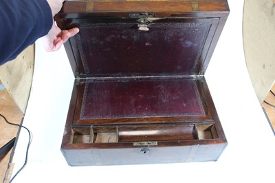 Lot 178 - A Victorian rosewood and brass inlaid writing...