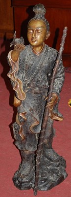 Lot 1339 - A large bronze figure, modelled as a Japanese...