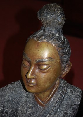 Lot 1339 - A large bronze figure, modelled as a Japanese...
