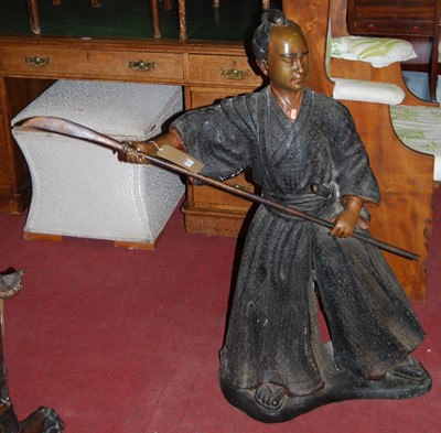 Lot 1340 - A large bronze figure, modelled as a Japanese...
