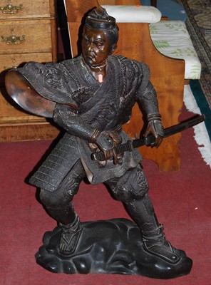 Lot 1341 - A large bronze figure, modelled as a Japanese...