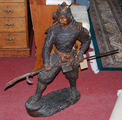 Lot 1342 - A large bronze figure, modelled as a Japanese...