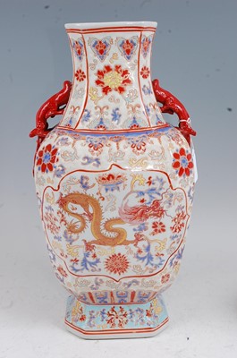 Lot 9 - A Chinese export vase of shaped octagonal form,...
