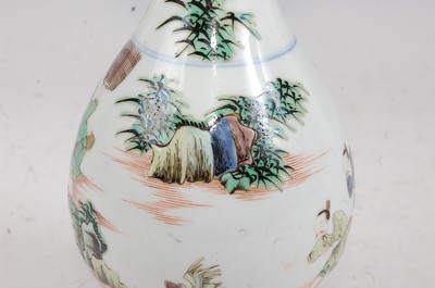 Lot 23 - A Chinese Famille Verte vase having a flared...