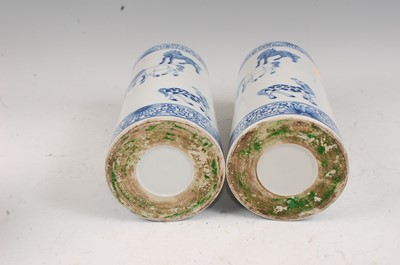 Lot 35 - A pair of Chinese blue & white vases each of...