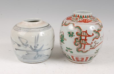 Lot 36 - A Chinese blue & white ginger jar of squat...