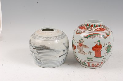 Lot 38 - A Chinese blue & white ginger jar of squat...