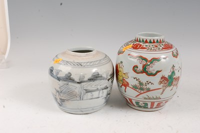 Lot 36 - A Chinese blue & white ginger jar of squat...