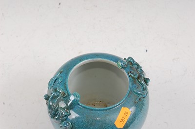 Lot 177 - A Chinese vase of squat baluster form on blue...