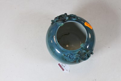 Lot 177 - A Chinese vase of squat baluster form on blue...