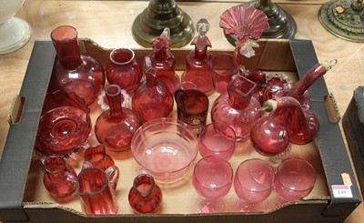 Lot 149 - A collection of Victorian and later cranberry...