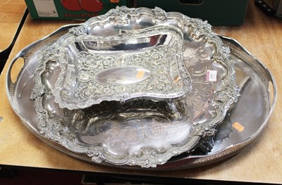 Lot 191 - A large Old Sheffield Plate serving tray,...