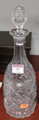 Lot 97 - A 20th century cut glass decanter, with facet...