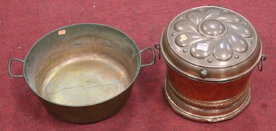 Lot 219 - A large 19th century copper pan and cover, the...