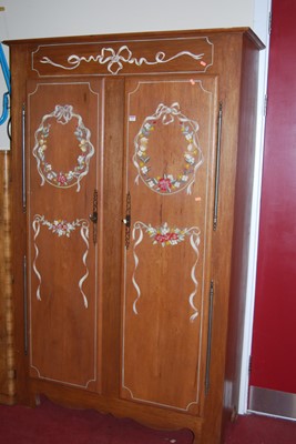 Lot 1163 - A French hardwood and floral painted double...