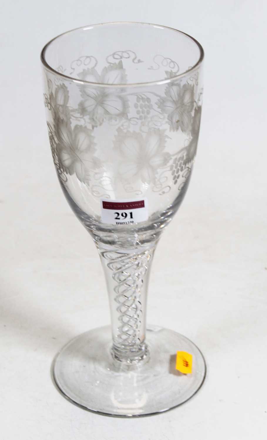 Lot 291 - A large glass goblet, etched with fruiting...