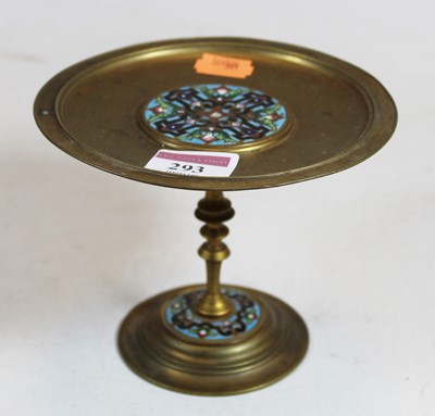 Lot 293 - A small brass and cloisonne enamelled tazza, h....