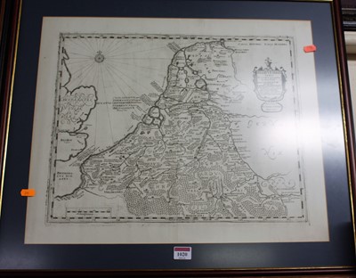 Lot 1020 - A circa 1700 engraved map of Belgium and...