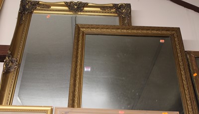 Lot 1025 - A modern gilt framed and bevelled rectangular...