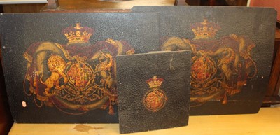 Lot 1041 - Three painted panels, probably as removed from...