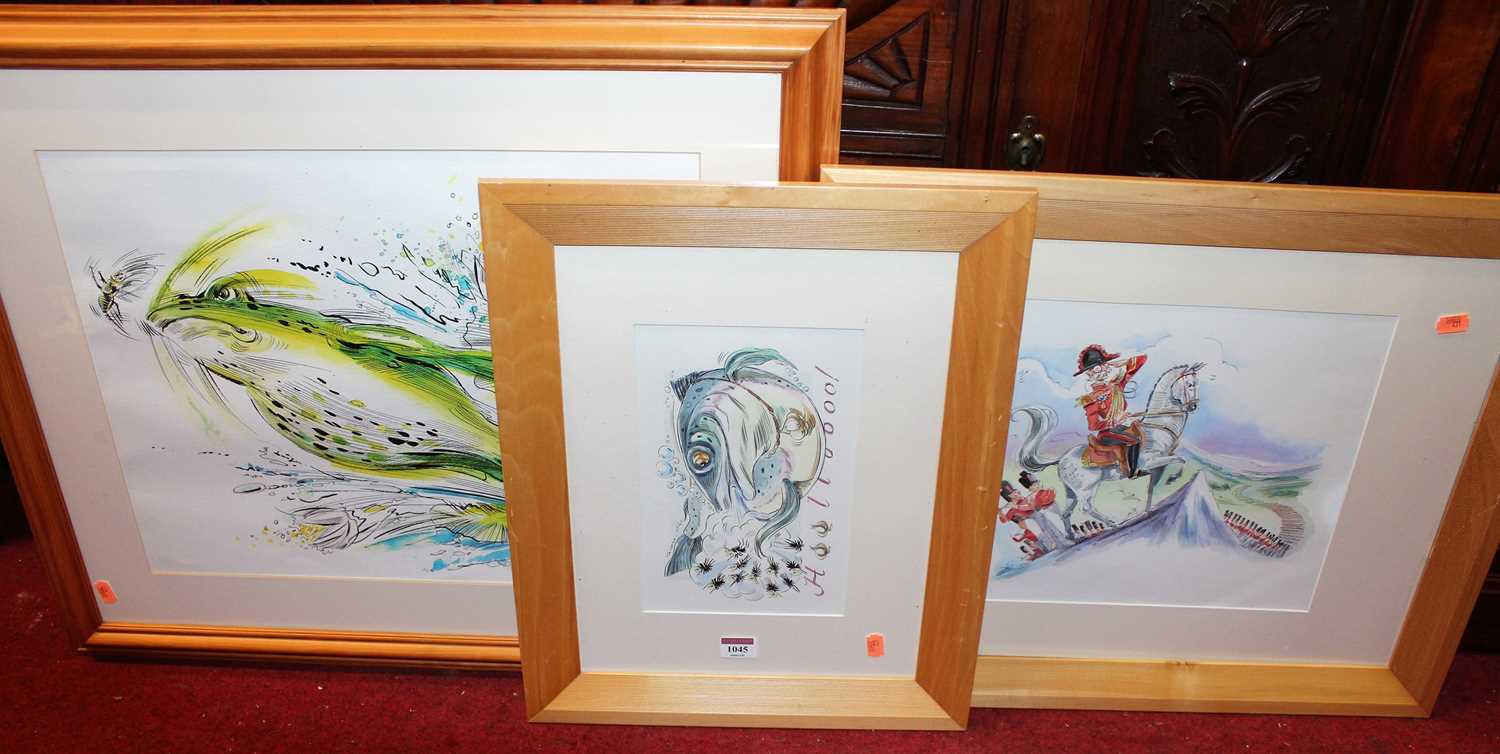 Lot 1045 - Linda Clark - Hoolloooo!, ink and watercolour,...