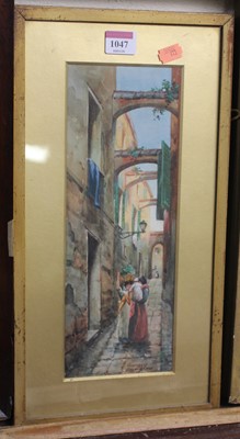 Lot 1047 - Italian school - Pair; Backstreet scenes,...