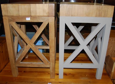 Lot 1216 - A pair of hardwood square kitchen blocks (one...