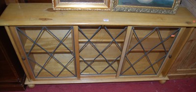 Lot 1226 - A light elm and lead glazed low bookcase,...
