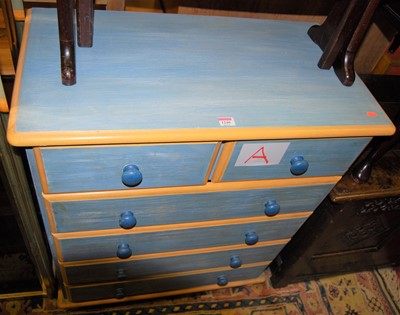Lot 1240 - A modern pale blue painted pine round cornered...